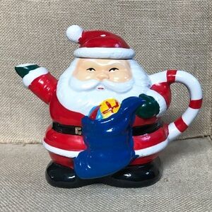 Vintage Mr. Santa Claus Ceramic Teapot Christmas Kitsch Whimsical Holiday Fun